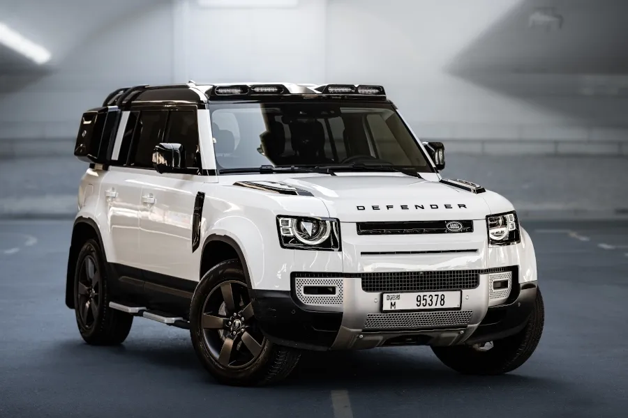 Land Rover Defender available at Solid Cars, luxury SUV rental in Dubai with no deposit and 24/7 delivery
