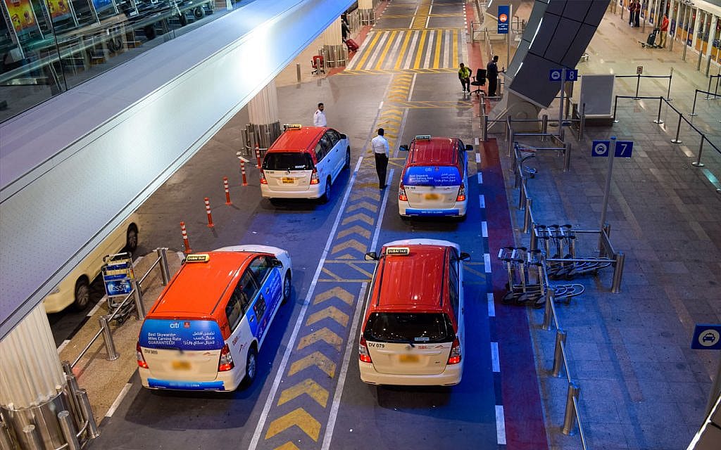 Dubai airport taxis waiting for passengers at terminal in 2025