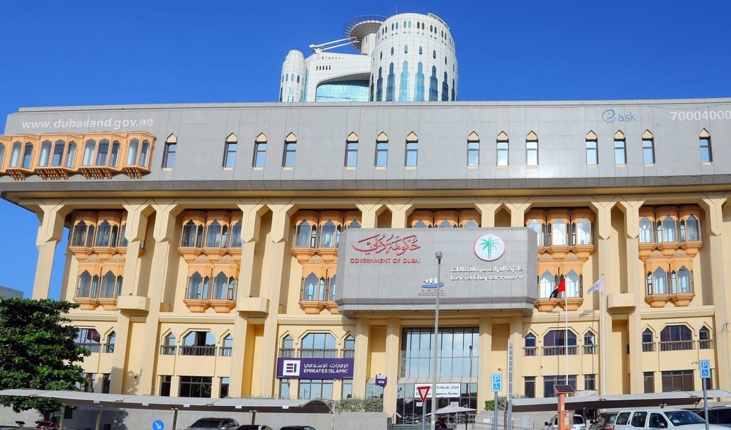 Dubai Land Department main office building where property ownership and title deed transfers are registered