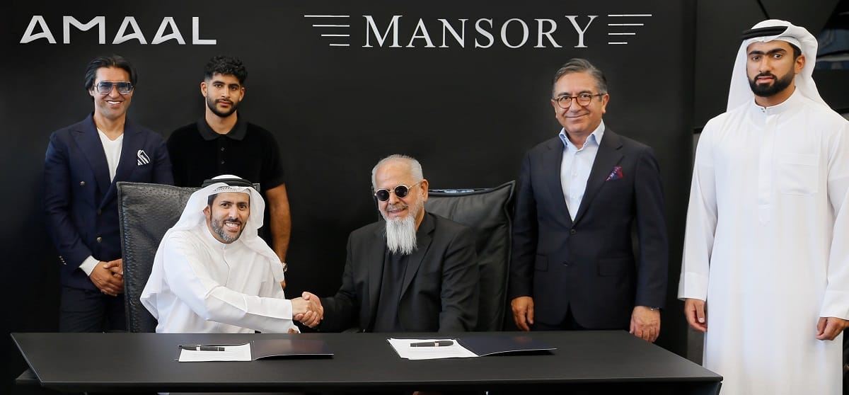 Amaal and Mansory executives sign a strategic real estate partnership agreement in Dubai.