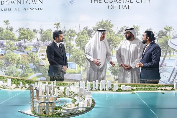 Officials unveil Downtown Umm Al Quwain coastal city project with scale model and development plans.